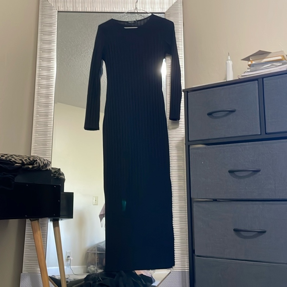 Nasty Gal Collection Black Bodycon Dress with Slit